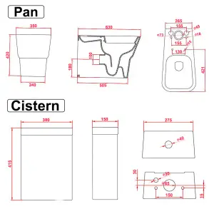 Rinse Bathrooms Bathroom Close Coupled WC Toilet with Soft Close Seat & Cistern