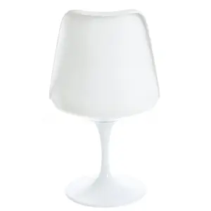 White Tulip Dining Chair with Luxurious Light Pink Cushion