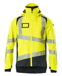 Mascot Accelerate Safe Lightweight Lined Outer Shell Jacket (Hi-Vis Yellow/Dark Navy)  (Medium)