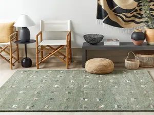 Wool Gabbeh Area Rug with Animal Motif 160 x 230 cm Green KIZARLI