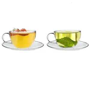 Argon Tableware - Glass Cappuccino Cup & Saucer Set - 260ml - 4pc - Clear