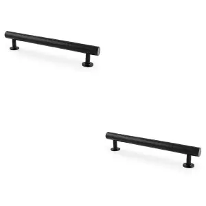 2 PACK - Hammered T Bar Pull Handle - Matt Black - 160mm Centres SOLID BRASS Drawer