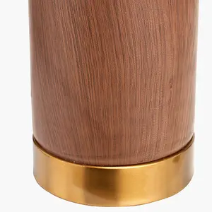 Wood Effect Ceramic Tall Table Lamp with Shade