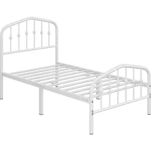 Yaheetech White 3ft Single Metal Bed Frame with Arched Headboard and Footboard