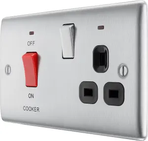 BG Nexus Cooker Control Unit Switched Socket Neon 45A Brushed Steel - NBS70B