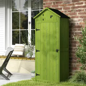 Outsunny Wooden Garden Storage Shed Tool Storage Box, 77 x 54 x 179 cm, Green