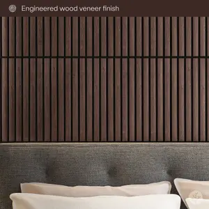 WVH 2x Essentials Wood Slat Acoustic Panel - Smoked Oak, 52cm x 52cm