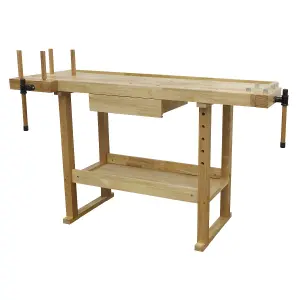 Sealey Woodworking Bench Oak With a Varnished Finish Tool Drawer 1.52mtr AP1520