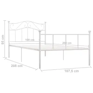 Berkfield Bed Frame White Metal 100x200 cm