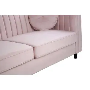 Interiors by Premier Farah 3 Seat Pink Velvet Sofa