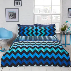 Three D Bright Duvet Set Single Blue