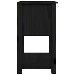 Berkfield Bedside Cabinet Black 40x35x61.5 cm Solid Wood Pine