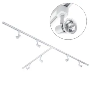 Litecraft Harlem White 6 Head 3m T Shape Kitchen Ceiling Light with LED Bulbs