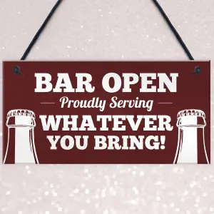 Red Ocean Bar Sign, OPEN Sign, Bar Sign Funny, Man Cave Sign, Shed Sign, Pub Sign, Sign Hanging Plaque