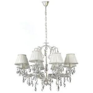 Luminosa Karen 8 Light Multi Arm Chandelier With Shades, Ivory