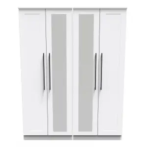 Howard Tall 4 Door 2 Centre Mirrors in White Ash (Ready Assembled)