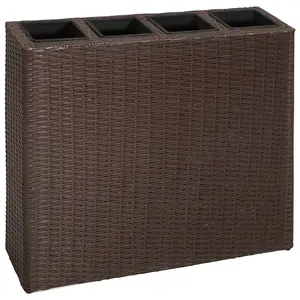 Berkfield Garden Raised Bed with 4 Pots 2 pcs Poly Rattan Brown(2x41085)