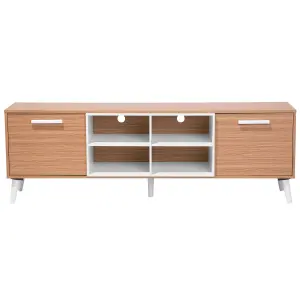 Beliani Traditional TV Stand Light Wood ALLOA