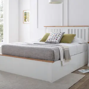 Verona Ottoman Bed - White - Double Bed Frame Only