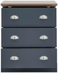 GFW Kendal 3 Drawer Chest Slate Blue