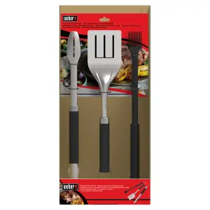 Weber Precision Black Rubber & stainless steel 3 piece Barbecue tool set