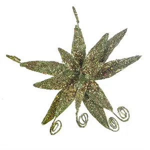 Glitter Fern Flower Clip Shaped Ornament