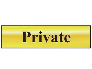 Scan Private Sign - Polished Brass Effect 200mm x 50mm Self-Adhesive