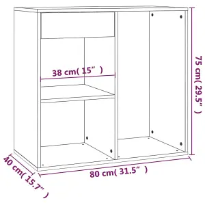 Berkfield Cosmetic Cabinet High Gloss White 80x40x75 cm Engineered Wood