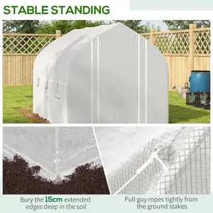 Outsunny 3 x 2m Walk-in Tunnel Greenhouse, Roll Up Sidewalls, Mesh Door