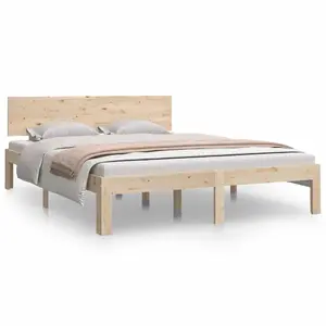 Berkfield Bed Frame Solid Wood Pine 140x190 cm