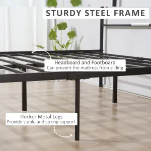 HOMCOM Double Metal Bed Frame w/ Headboard & Footboard, Underbed Storage Space