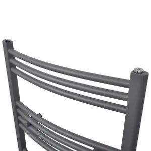 Grey Bathroom Central Heating Towel Rail Radiator Curve 480x480mm