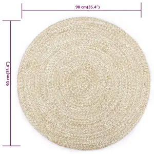 Handmade Rug Jute White and Natural 90 cm