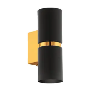 EGLO Passa Cylindrical Black and Gold Wall Light