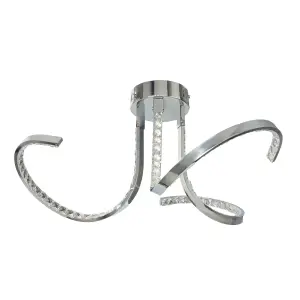 Litecraft Swirl Chrome 3 Arm LED Semi Flush