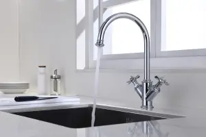 VURTU Danube C Shape Kitchen Tap, 356(H) x 200(W), Chrome, 382101