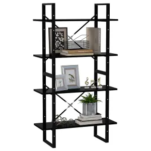 Berkfield 4-Tier Book Cabinet Black 80x30x140 cm Engineered Wood