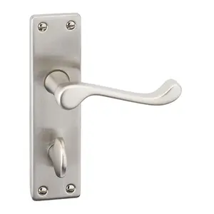 URBNLIVING 150mm Length Victorian Scroll Metal & Satin Nickel Bathroom Lever Latch Door Handle