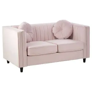 Interiors by Premier Farah 2 Seat Pink Velvet Sofa