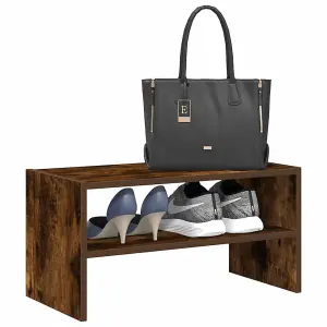 Berkfield Shoe Rack Stackable Smoked Oak 60x30x30.5 cm