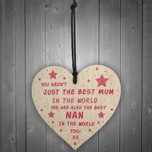 Best Mum Nan Gift For Birthday Wooden Heart Gift For Her From Grandchildren Keepsake