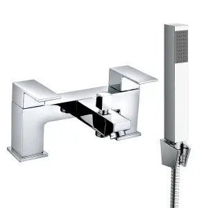 SunDaze Square Twin Filler Mixer Tap & Bath Filler Hand Held Shower Head Set