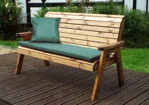 Three Seater Winchester Bench with Green Cushions - Fully Assembled W170 x D74 x H98