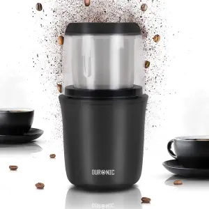 Duronic CG250 Electric Coffee Grinder with 75g Stainless-Steel Cup, Powerful Grinding Mill For Coffee Beans, 250W - black