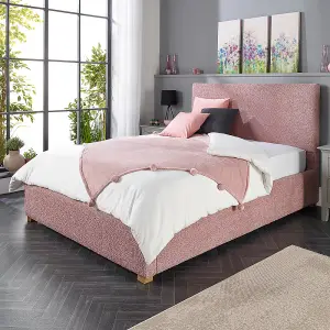 Bouclé Upholstered Garland Ottoman Bed Frame, Blush