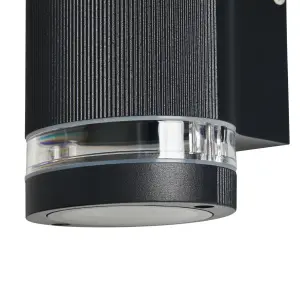 Zink Ballini Fixed Matt Black LED Photocell Outdoor Wall light 6W