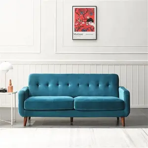 Clarence 3-Seater Sofa Teal Velvet, Three-Seater Large Blue Fabric Sofa - Large Couch Settee For 3 - Daals - Sofas