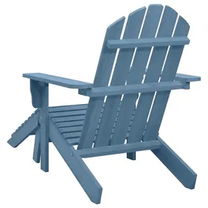 Berkfield Garden Adirondack Chair with Ottoman Solid Fir Wood Blue