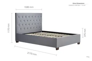 Birlea Cologne King Bed Frame In Grey Fabric