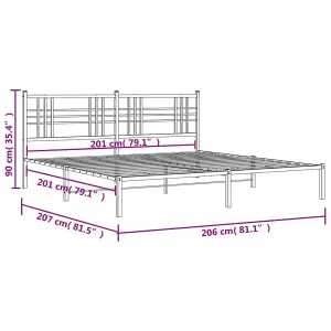 Berkfield Metal Bed Frame without Mattress with Headboard Black 200x200cm